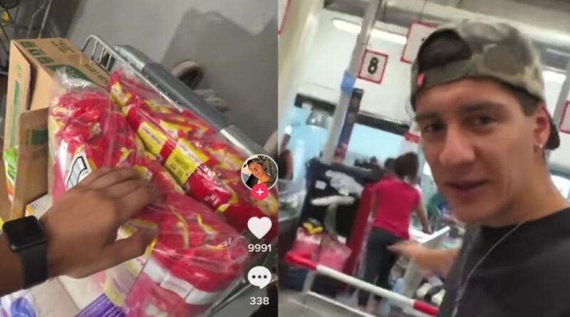 EL JOVEN ASEGURA COMPRAR 20 PAQUETES DE TALLARINES POR 5.300 PESOS CHILENOS.